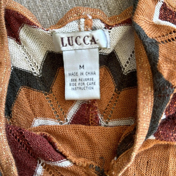 Lucca metallic brown 1970’s retro vibe style knit tank top size medium - Picture 6 of 12